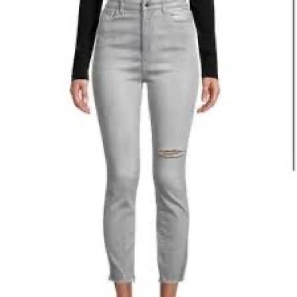 25. DL1961 Chrissy Cropped high rise Skinny Jeans Gray distressed. 30 - Picture 1 of 8